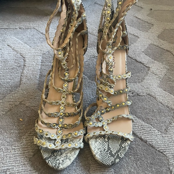 Snakeskin Gladiator Heels - Picture 1 of 7